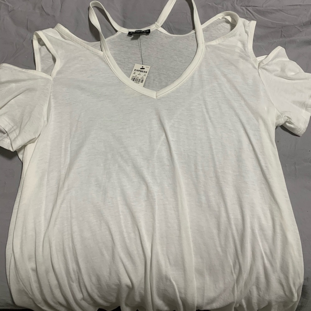 Off shoulder express white shirt